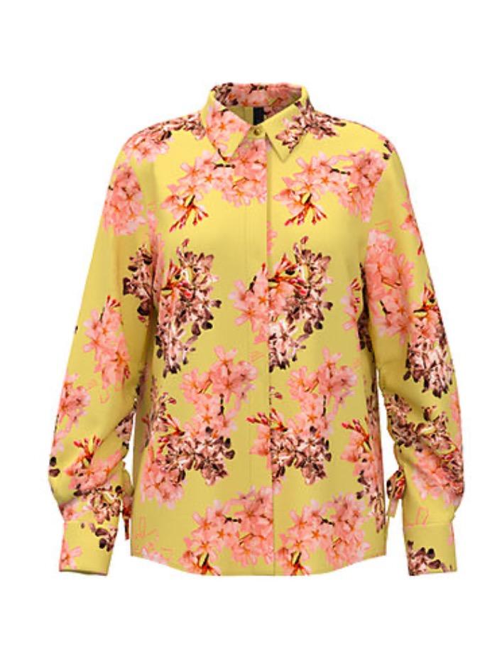 Marc Cain Collections Tops Marc Cain Collections Pretty Yellow Floral Printed Blouse Silk Mix RC 51.03 W70 COL 416 NP izzi-of-baslow