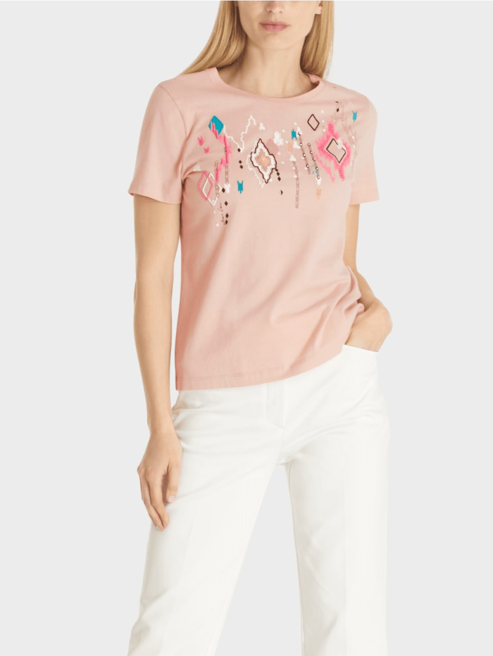 Marc Cain Collections Tops Marc Cain Collections Sand Beaded T-Shirt TC 48.32 J70 COL 626 izzi-of-baslow
