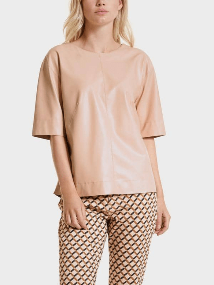 Marc Cain Collections Tops Marc Cain Collections Sand Faux Leather Top SC 48.36 J78 COL 209 izzi-of-baslow
