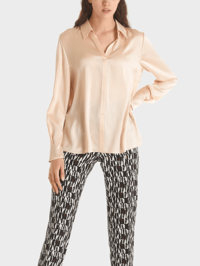 Marc Cain Collections Tops Marc Cain Collections Soft Champagne Silk Blouse TC 51.23 W40 COL 612 izzi-of-baslow