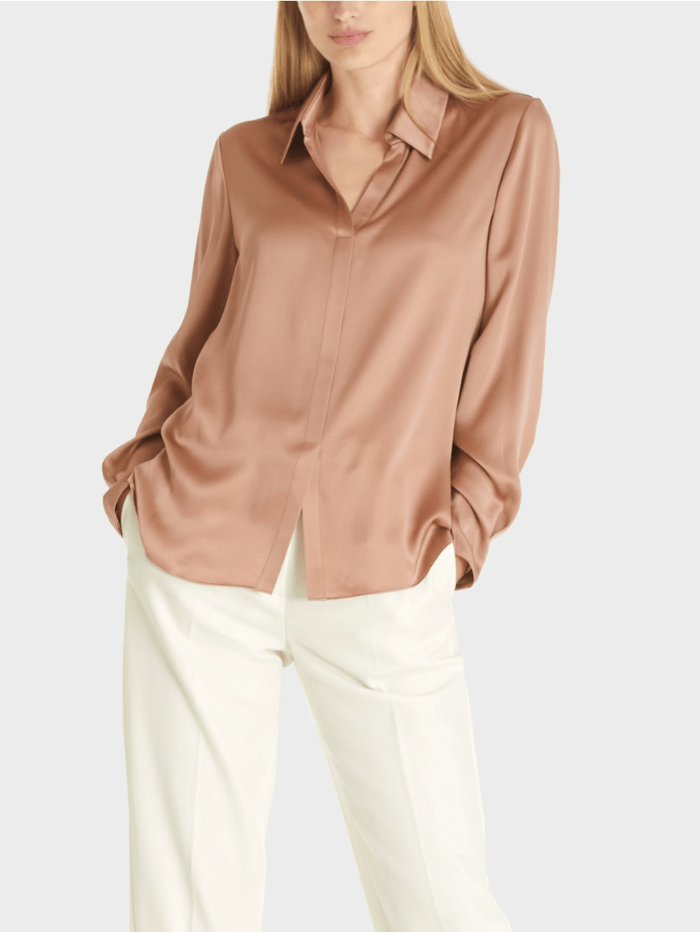 Marc Cain Collections Tops Marc Cain Collections Taupe Silk Blouse TC 51.23 W40 COL 650 izzi-of-baslow