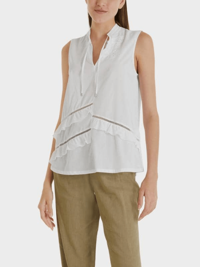 Marc Cain Collections Tops Marc Cain Collections White Embroidered Blouse SC 61.26 J14 COL 100 izzi-of-baslow