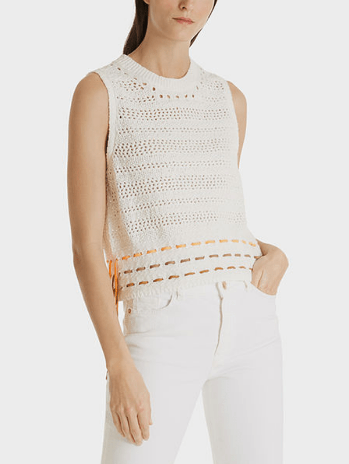 Marc Cain Collections Tops Marc Cain Collections White Knitted Crochet Top SC 61.18 M57 110 izzi-of-baslow