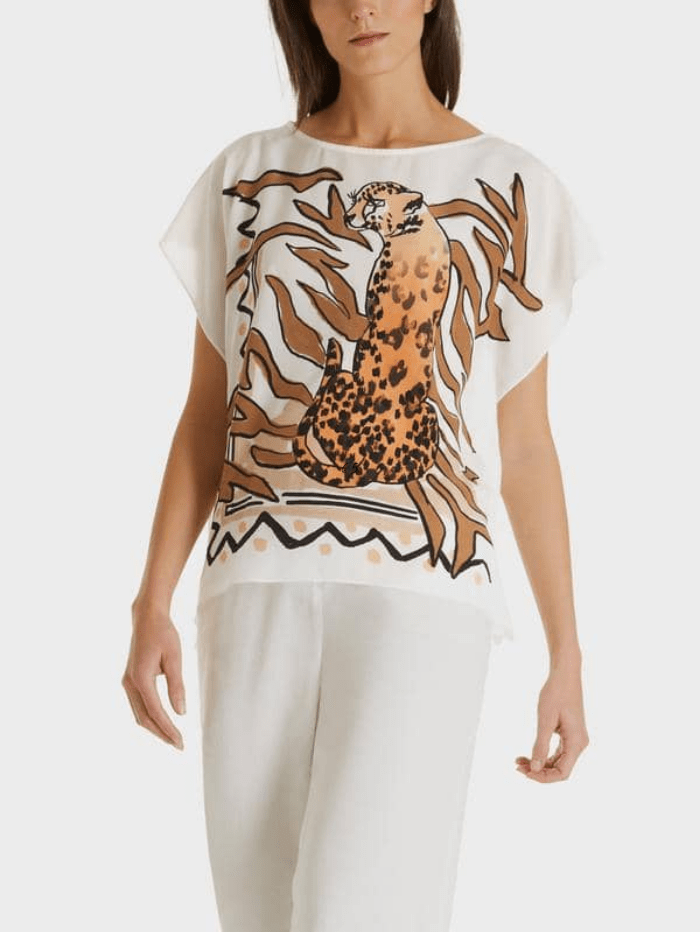 Marc Cain Collections Tops Marc Cain Collections White Leopard Print Top SC 55.24 J79 451 izzi-of-baslow