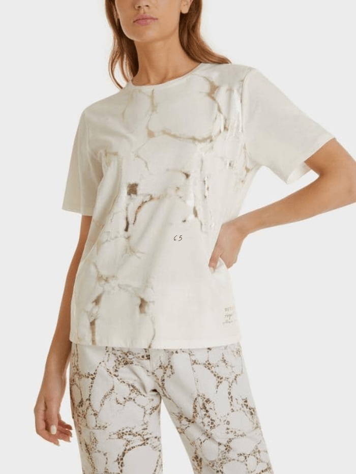 Marc Cain Collections Tops Marc Cain Collections White Metallic Pattern T-Shirt SC 48.11 J88 110 izzi-of-baslow