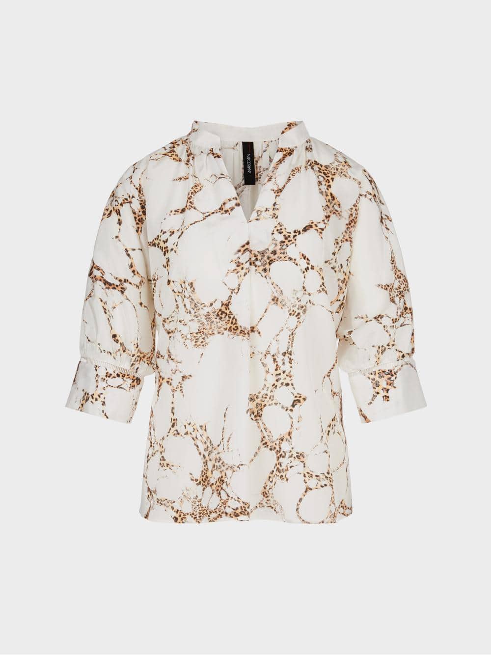 Marc Cain Collections Tops Marc Cain Collections White Printed Silk Blend Blouse SC 51.19 W76 617 izzi-of-baslow