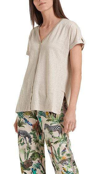 Marc Cain Collections Tops Marc Cain Feminine T-shirt in linen blend NC 48.46 J54 izzi-of-baslow