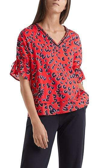 Marc Cain Collections Tops Marc Cain Leo print and broderie anglaise T-shirt NC 48.36 J77 izzi-of-baslow