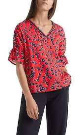 Marc Cain Collections Tops Marc Cain Leo print and broderie anglaise T-shirt NC 48.36 J77 izzi-of-baslow