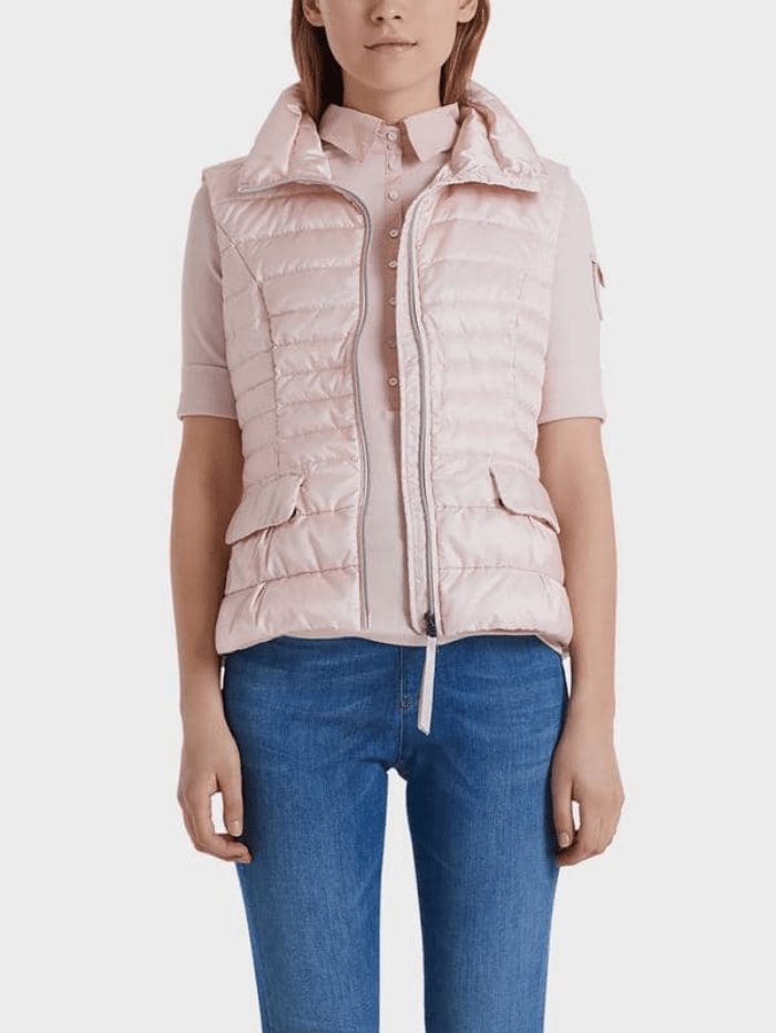 Marc Cain Essentials Coats and Jackets Marc Cain Essentials Rose Pink Quilted Gilet with Down +E 37.15 W11 204 izzi-of-baslow