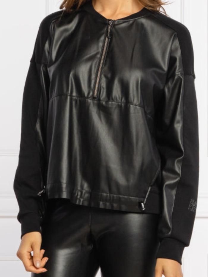 Marc Cain Sports Coats and Jackets Marc Cain Sports Black Zip up Vegan Leather Jacket RS 44.06 J70 Col 900 izzi-of-baslow