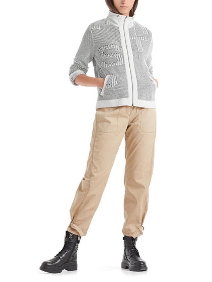 Marc Cain Sports Coats and Jackets Marc Cain Sports Off White and Black Knitted Jacket QS 31.06 M15 910 Y izzi-of-baslow