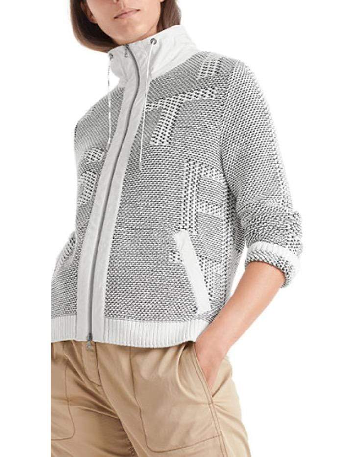 Marc Cain Sports Coats and Jackets Marc Cain Sports Off White and Black Knitted Jacket QS 31.06 M15 910 Y izzi-of-baslow