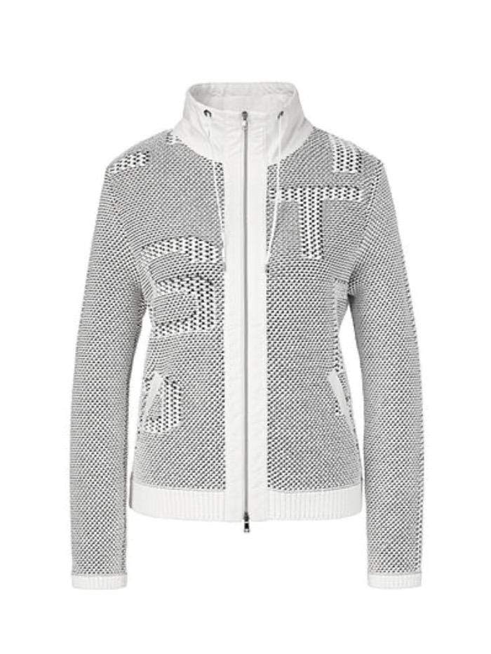 Marc Cain Sports Coats and Jackets Marc Cain Sports Off White and Black Knitted Jacket QS 31.06 M15 910 Y izzi-of-baslow