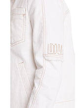 Marc Cain Sports Coats and Jackets Marc Cain Sports Off White Denim Jacket In Sustainable Cotton With Fringe Detail QS 31.03 D02 110 Y izzi-of-baslow