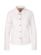 Marc Cain Sports Coats and Jackets Marc Cain Sports Off White Denim Jacket In Sustainable Cotton With Fringe Detail QS 31.03 D02 110 Y izzi-of-baslow