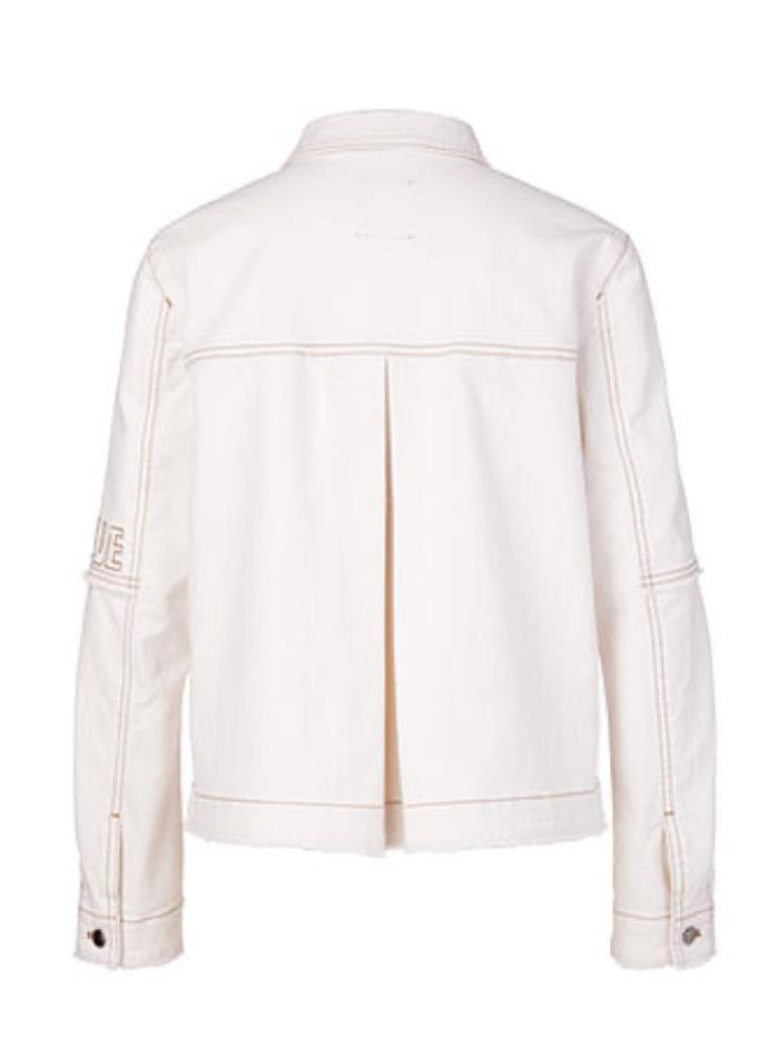 Marc Cain Sports Coats and Jackets Marc Cain Sports Off White Denim Jacket In Sustainable Cotton With Fringe Detail QS 31.03 D02 110 Y izzi-of-baslow