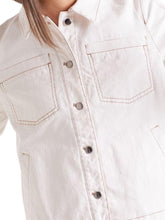 Marc Cain Sports Coats and Jackets Marc Cain Sports Off White Denim Jacket In Sustainable Cotton With Fringe Detail QS 31.03 D02 110 Y izzi-of-baslow