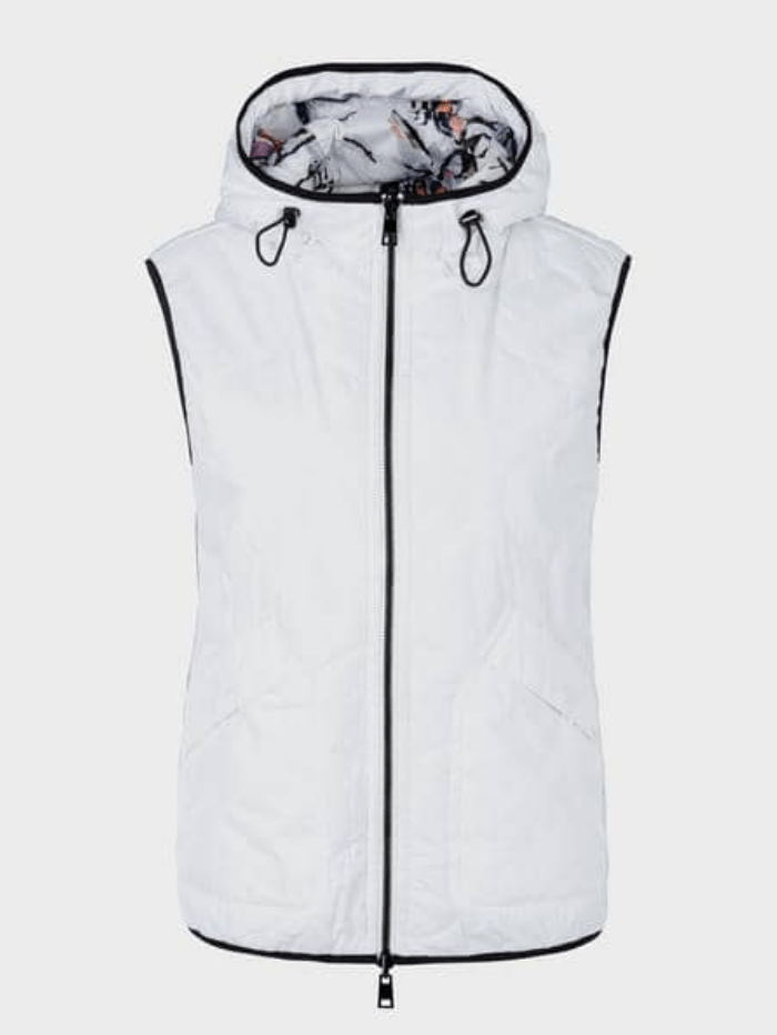 Marc Cain Sports Coats and Jackets Marc Cain Sports Reversible Floral Lined White Gilet SS 37.03 W63 COL 110 izzi-of-baslow