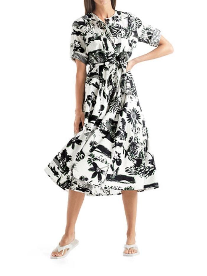 Marc Cain Sports Dresses Marc Cain Sports Black and White Cotton Bahamas Printed Dress QS 21.21 W46 190 izzi-of-baslow