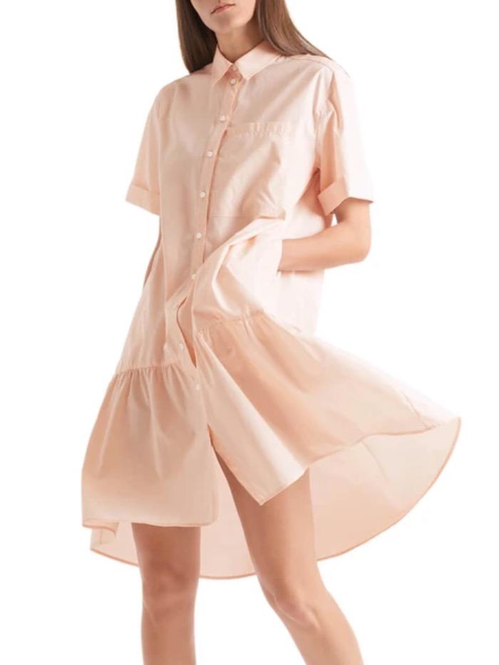 Marc Cain Sports Dresses Marc Cain Sports Cotton Dress With Flounced Hem Powder Pink QS 21.24 W30 145 izzi-of-baslow