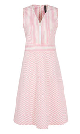 Marc Cain Sports Dresses Marc Cain Sports Striped Summer Pink and White Striped Dress  NS 21.30 W42 izzi-of-baslow