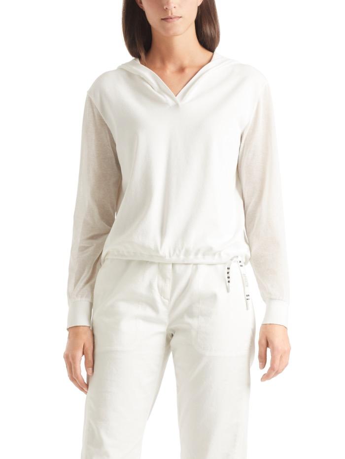 Marc Cain Sports Knitwear Marc Cain Sports Off White Knitted Hoodie Jumper QS 41.27 M21 110 izzi-of-baslow