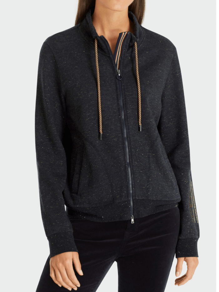 Marc Cain Sports Loungewear Marc Cain Sports T Navy Zip Hoodie With Gold Trim TS 31.18 J74 COL 395 izzi-of-baslow