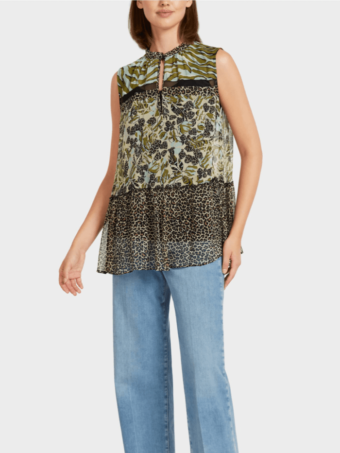 Marc Cain Sports Tops Marc Cain Sports Animal Print Tiered Top US 56.02 W47 COL 501 izzi-of-baslow
