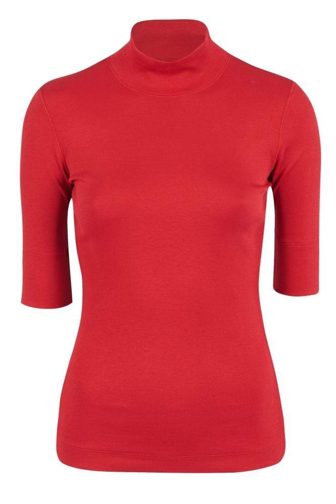 Marc Cain Sports Tops Marc Cain Sports Basic Turtle-neck Top In Ribbed Jersey Chili MS 48.04 J50 izzi-of-baslow