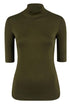 Marc Cain Sports Tops Marc Cain Sports Basic Turtle-neck Top In Ribbed Jersey Moor Khaki MS 48.04 J50 izzi-of-baslow