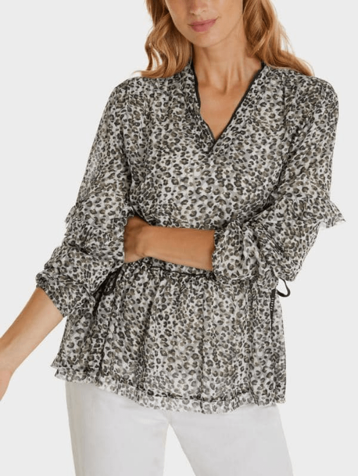 Marc Cain Sports Tops Marc Cain Sports Leopard Print Flowing Blouse SS 51.03 W69 COL 589 izzi-of-baslow