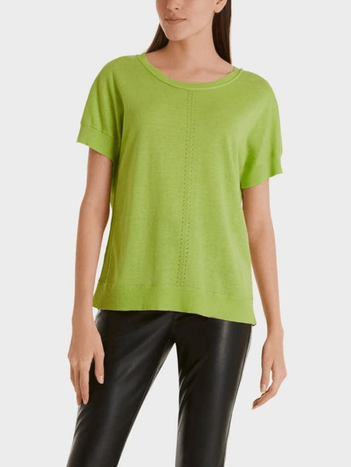Marc Cain Sports Tops Marc Cain Sports Lime Green Linen Blend Top SS 41.29 M77 COL 532 izzi-of-baslow