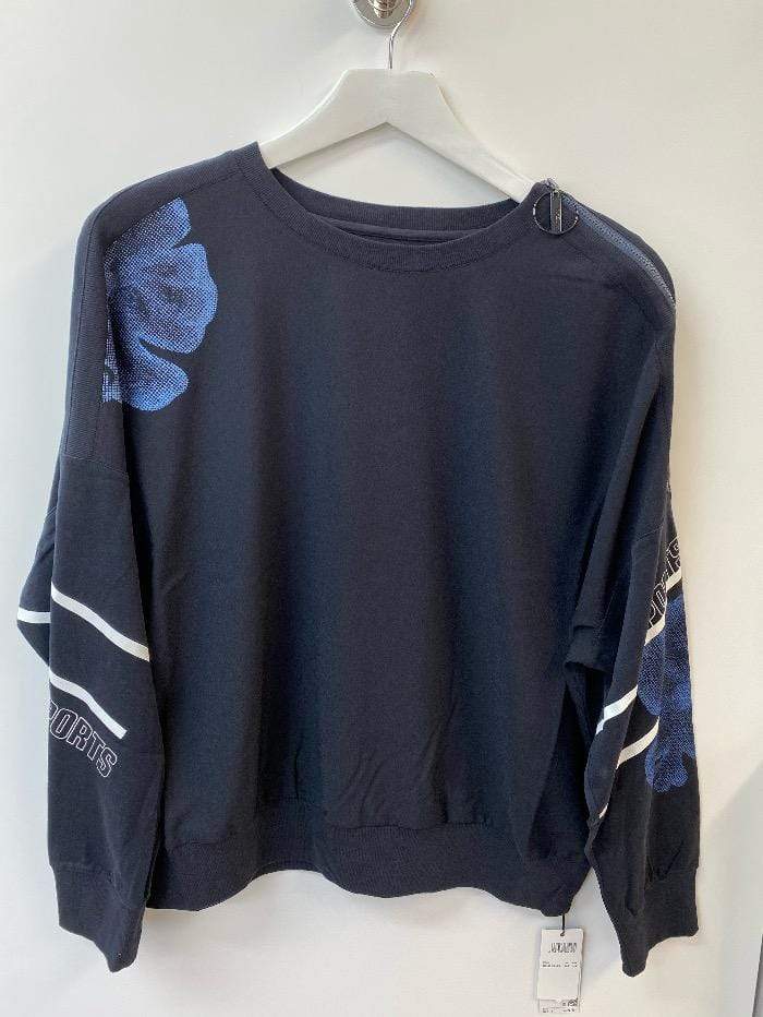 Marc Cain Sports Tops Marc Cain Sports Navy Sweatshirt With Flower Motif QS 55.09 J09 395 izzi-of-baslow