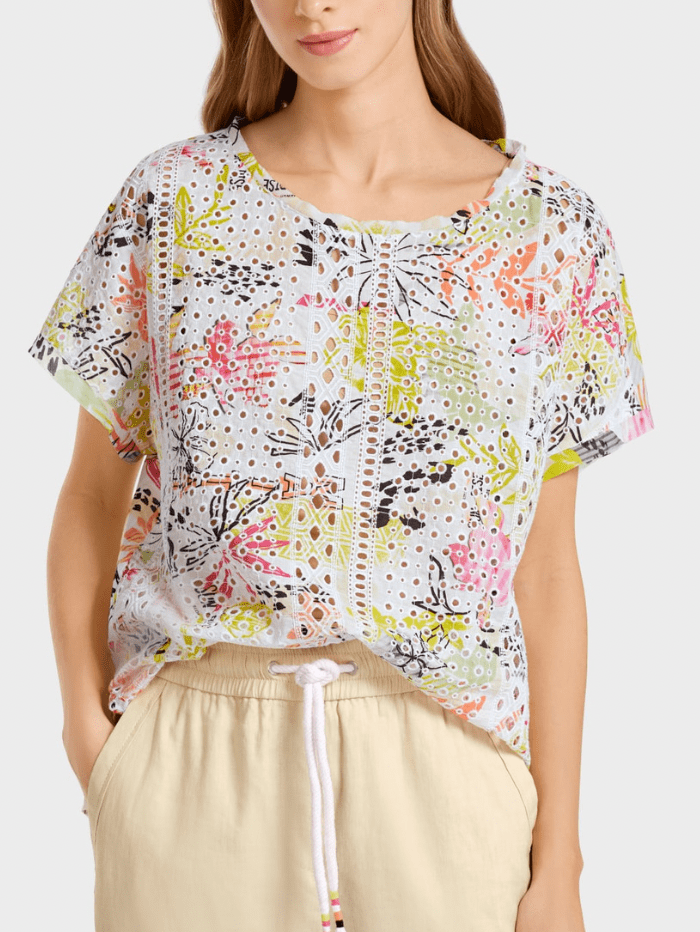Marc Cain Sports Tops Marc Cain Sports Pretty Cotton Broderie Anglaise Top US 51.26 W69 COL 428 izzi-of-baslow