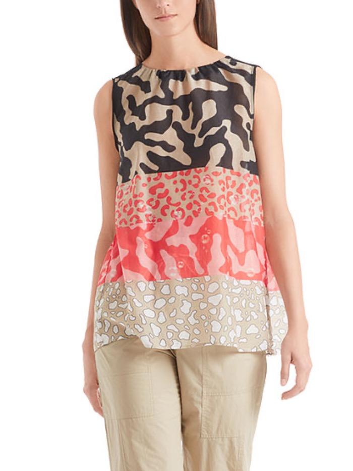 Marc Cain Sports Tops Marc Cain Sports Printed Cotton and Silk Top QS 61.17 W43 606 izzi-of-baslow