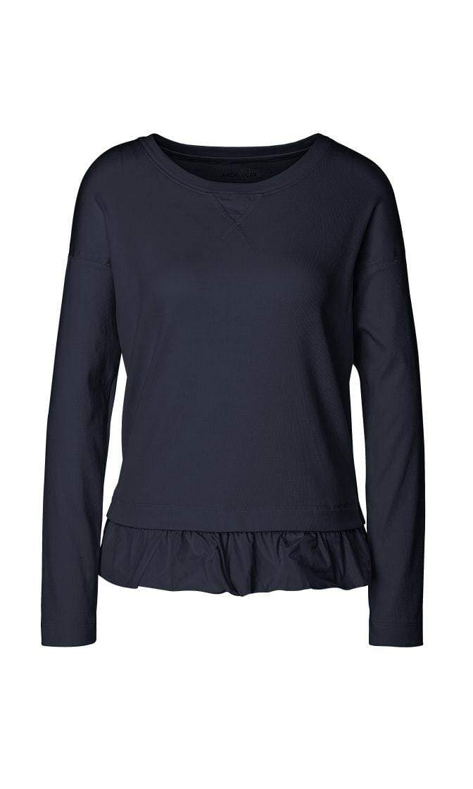 Marc Cain Sports Tops Marc Cain Sports Ribbed Jersey Top With Hem Gathering Black MS 48.02 J55 izzi-of-baslow
