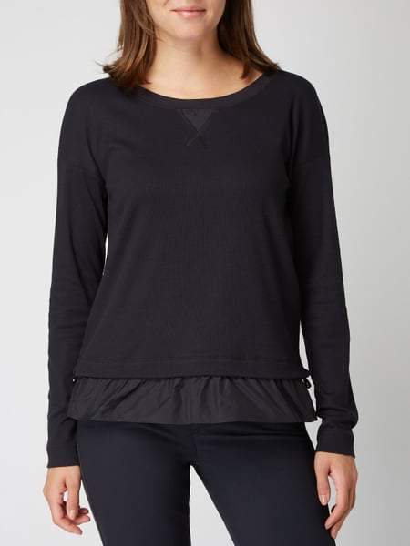 Marc Cain Sports Tops Marc Cain Sports Ribbed Jersey Top With Hem Gathering Black MS 48.02 J55 izzi-of-baslow