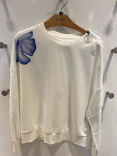 Marc Cain Sports Tops Marc Cain Sports Sweatshirt Top White with Blue Flower Motif QS 55.09 J09 110 izzi-of-baslow