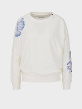 Marc Cain Sports Tops Marc Cain Sports Sweatshirt Top White with Blue Flower Motif QS 55.09 J09 110 izzi-of-baslow
