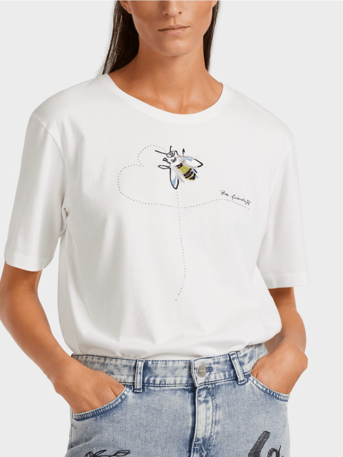 Marc Cain Sports Tops Marc Cain Sports White Bee T-Shirt US 48.21 J47 COL 110 izzi-of-baslow