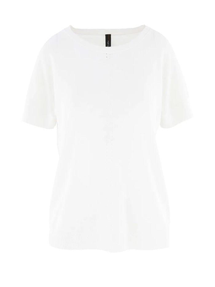 Marc Cain Sports Tops Marc Cain Sports White Linen Blend Top SS 41.29 M77 COL 100 izzi-of-baslow