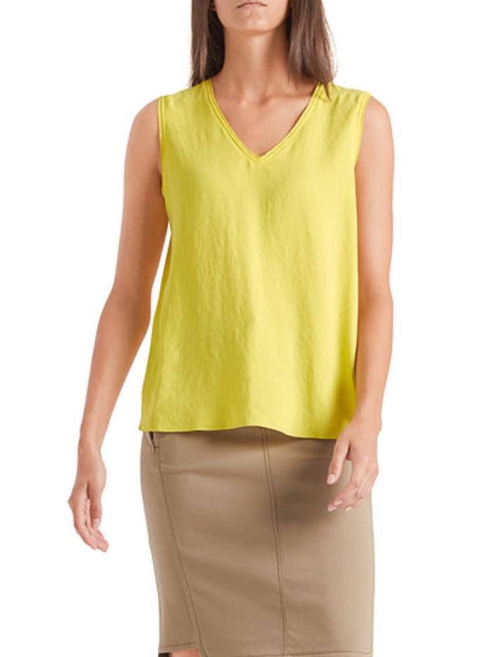 Marc Cain Sports Tops Marc Cain Sports Yellow V Necked Top QS 61.04 W41 425 Y izzi-of-baslow