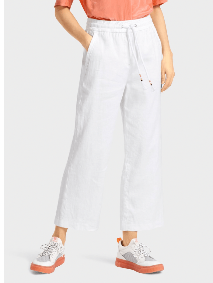 Marc Cain Sports Trousers Marc Cain Sports White Cotton Linen Cropped Trousers US 81.40 W03 COL 100 izzi-of-baslow