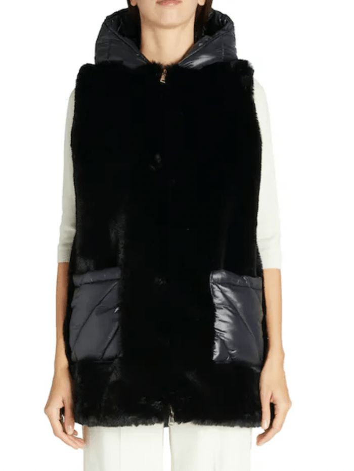 Marella Coats and Jackets Marella CANTER Black Faux Fur Gilet 645607252 002 izzi-of-baslow