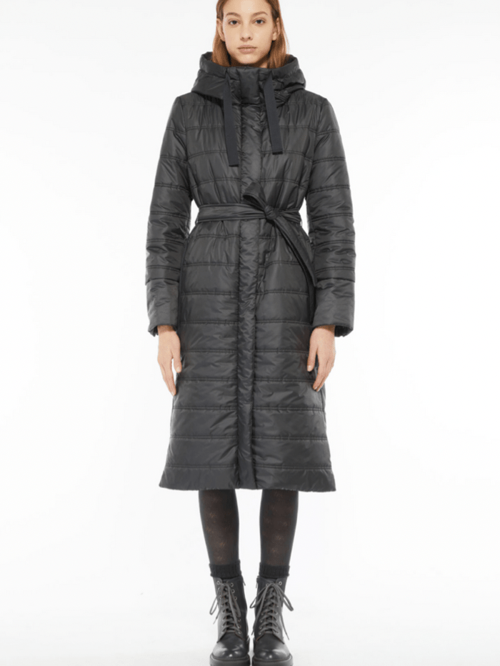 Marella Coats and Jackets Marella DIOMEDE Black Padded Long Coat 34960229200 004 izzi-of-baslow