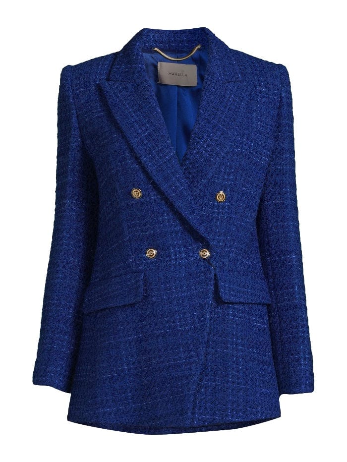 Marella Coats and Jackets Marella GLASGOW Tweed Style Blue Blazer 30460528 002 izzi-of-baslow