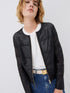 Marella Coats and Jackets Marella ISTMO Black Perforated Style Began Leather Jacket 39110121 001 izzi-of-baslow