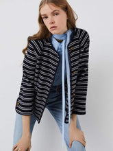 Marella Coats and Jackets Marella PRISMA Striped Jacket Midnight Blue 39110814 izzi-of-baslow