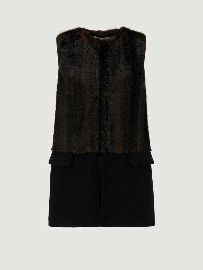 Marella Coats and Jackets Marella RESEDA Gilet With Faux Fur 61560115 002 izzi-of-baslow